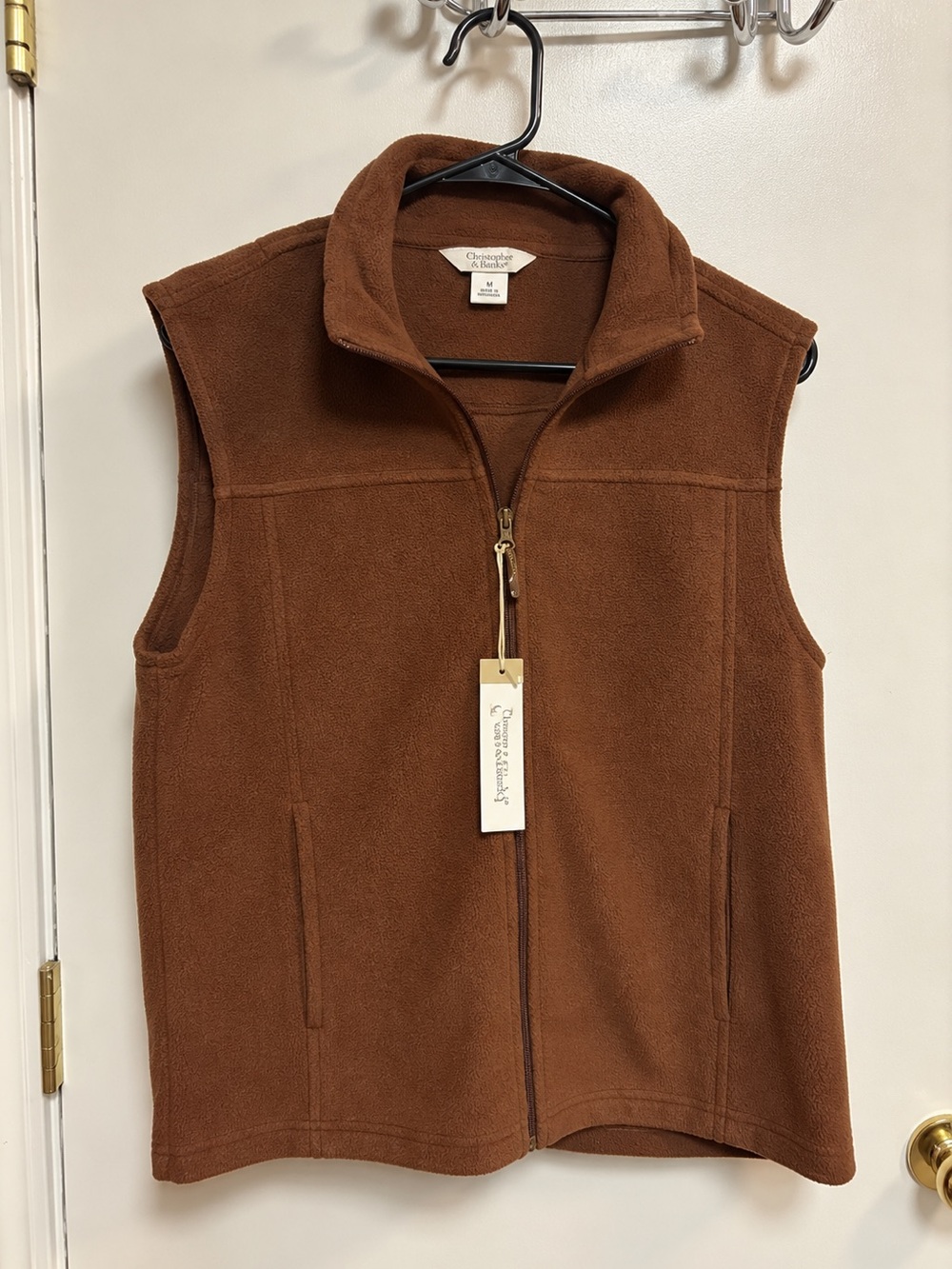 Natural Reflections Brown Fleece Full Zip Vest Size M NWT